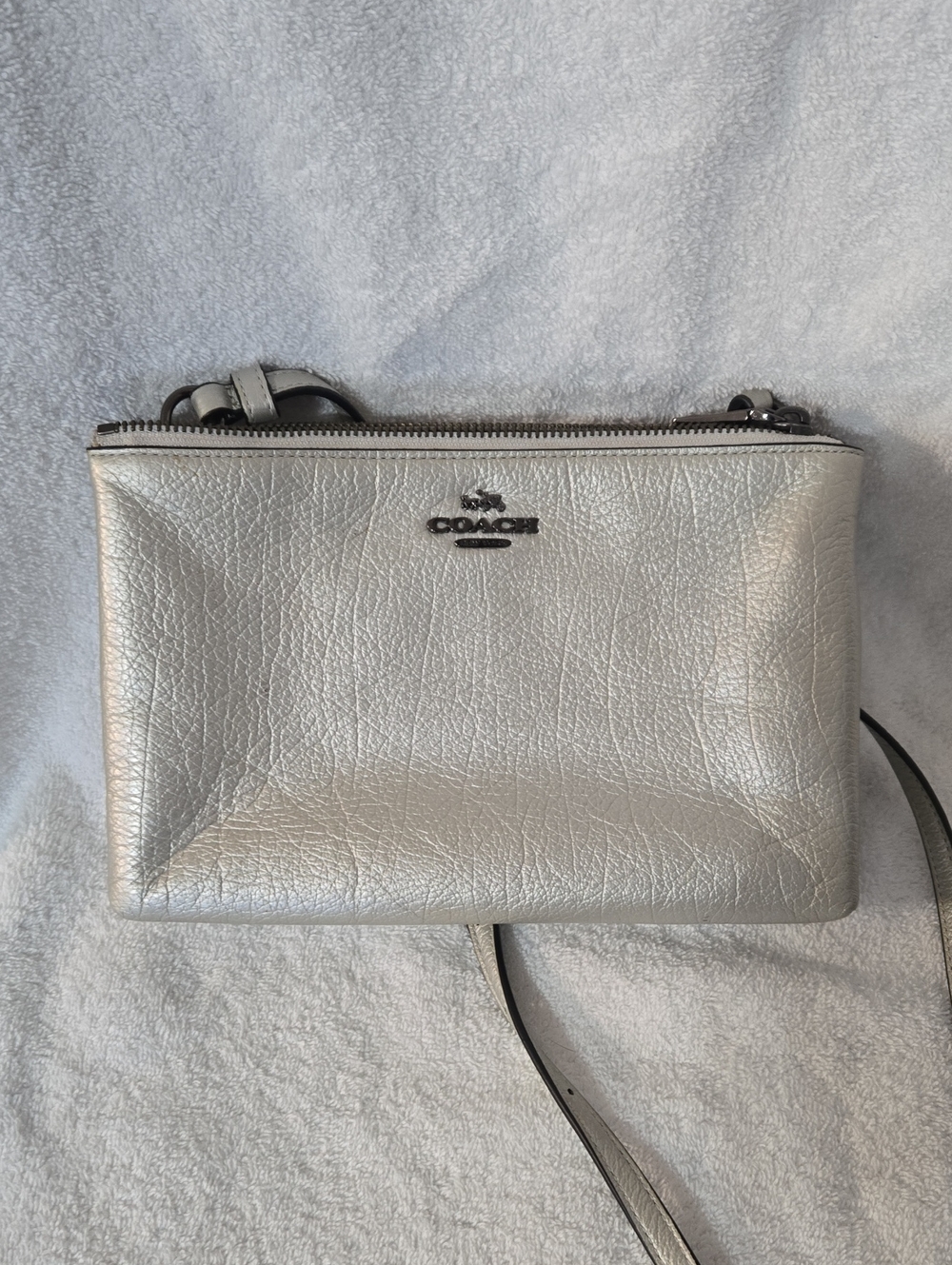 Coach Silver Metallic Leather Crossbody